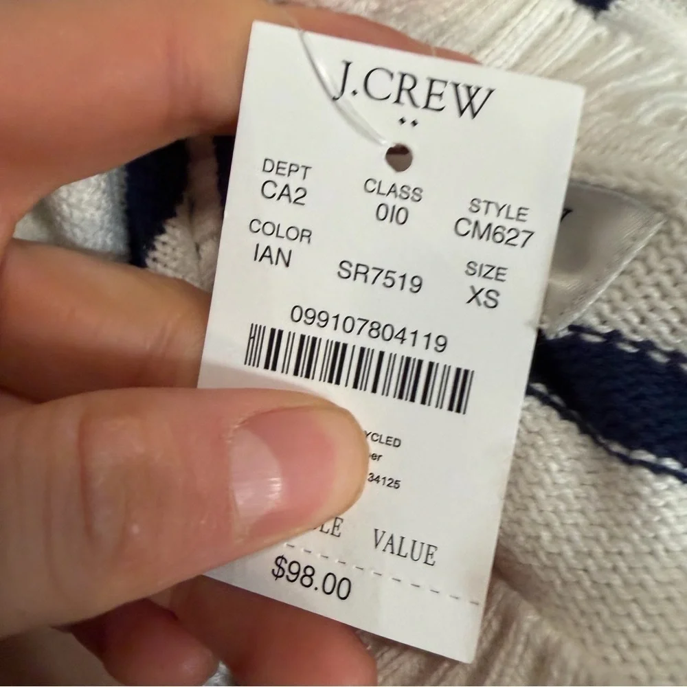 J crew ivory navy Wide-hem sweater